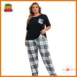 Plus Size 2-Piece Pajama Set Soft Comfortable Loungewear Sleepwear